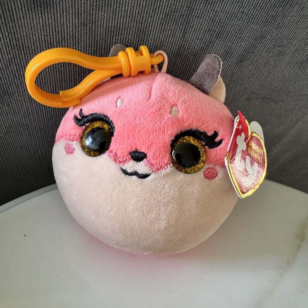 NWT New Ty Mini Beanie Squish-A-Boos Plush Keychain Backpack Clip ROXIE Fox 3"-i